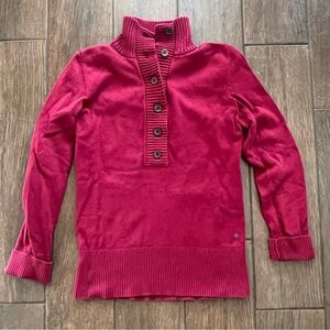 Eddie Bauer Button Front High Neck Long Sleeve Sweater size XS Brick Red